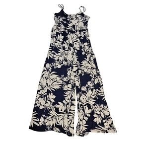 J.o & Co Navy and Cream Floral Wide Leg Jumpsuit